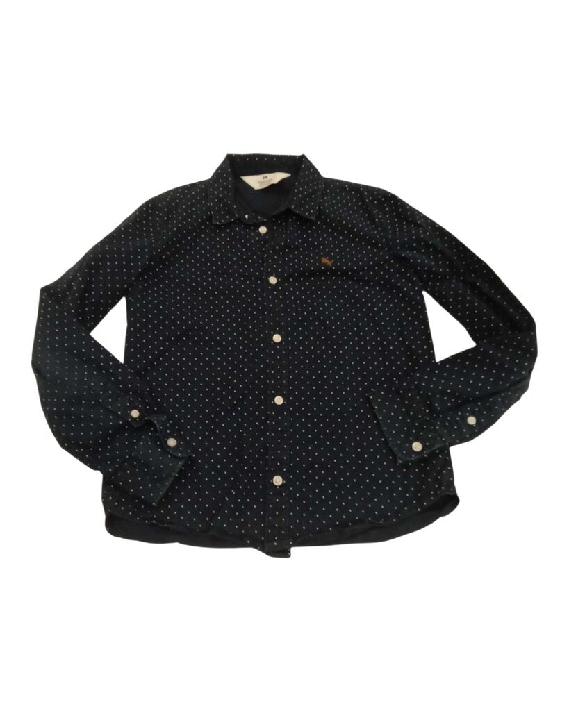 Long sleeve shirt: collared white dots