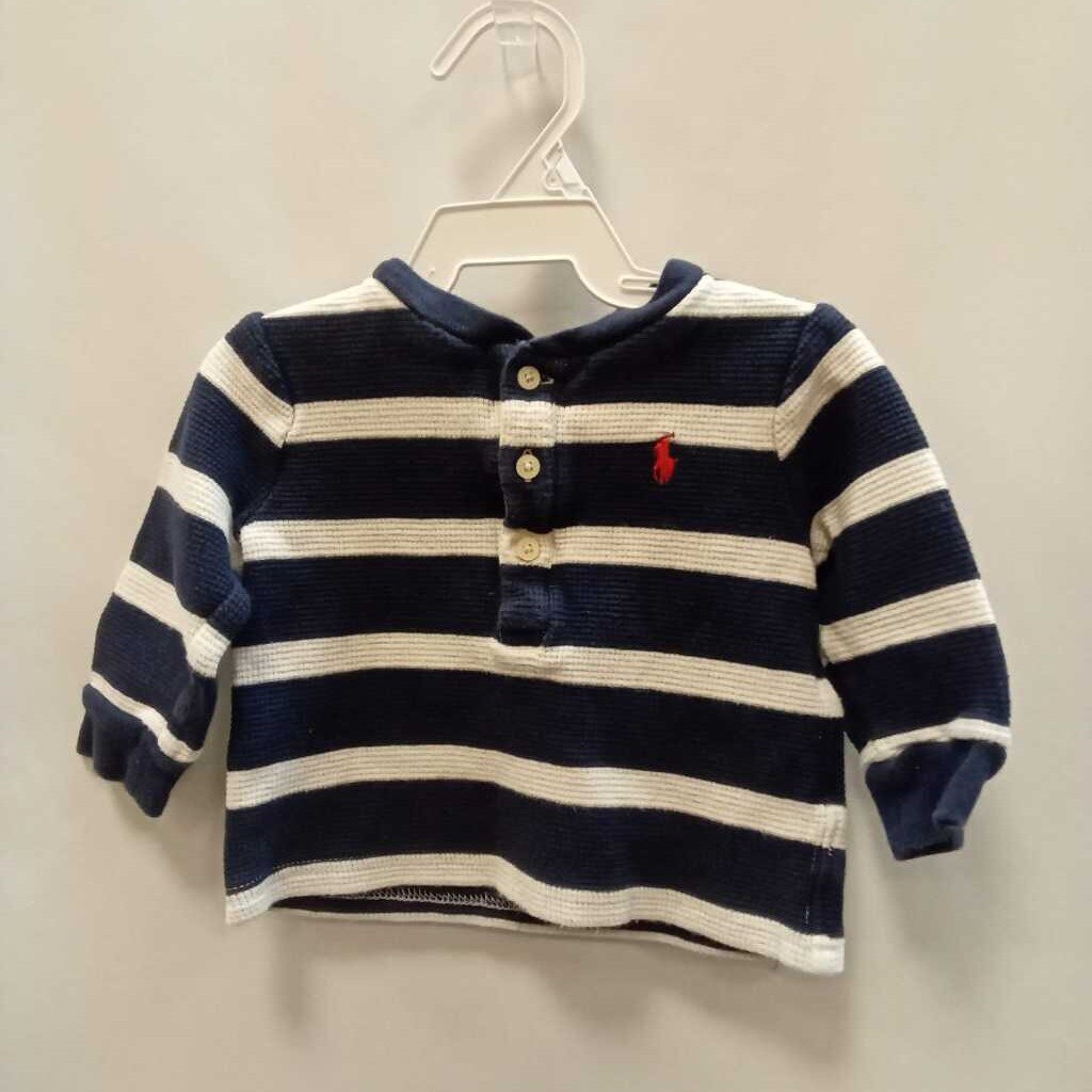 Shirt: Long sleeve stripe half button up