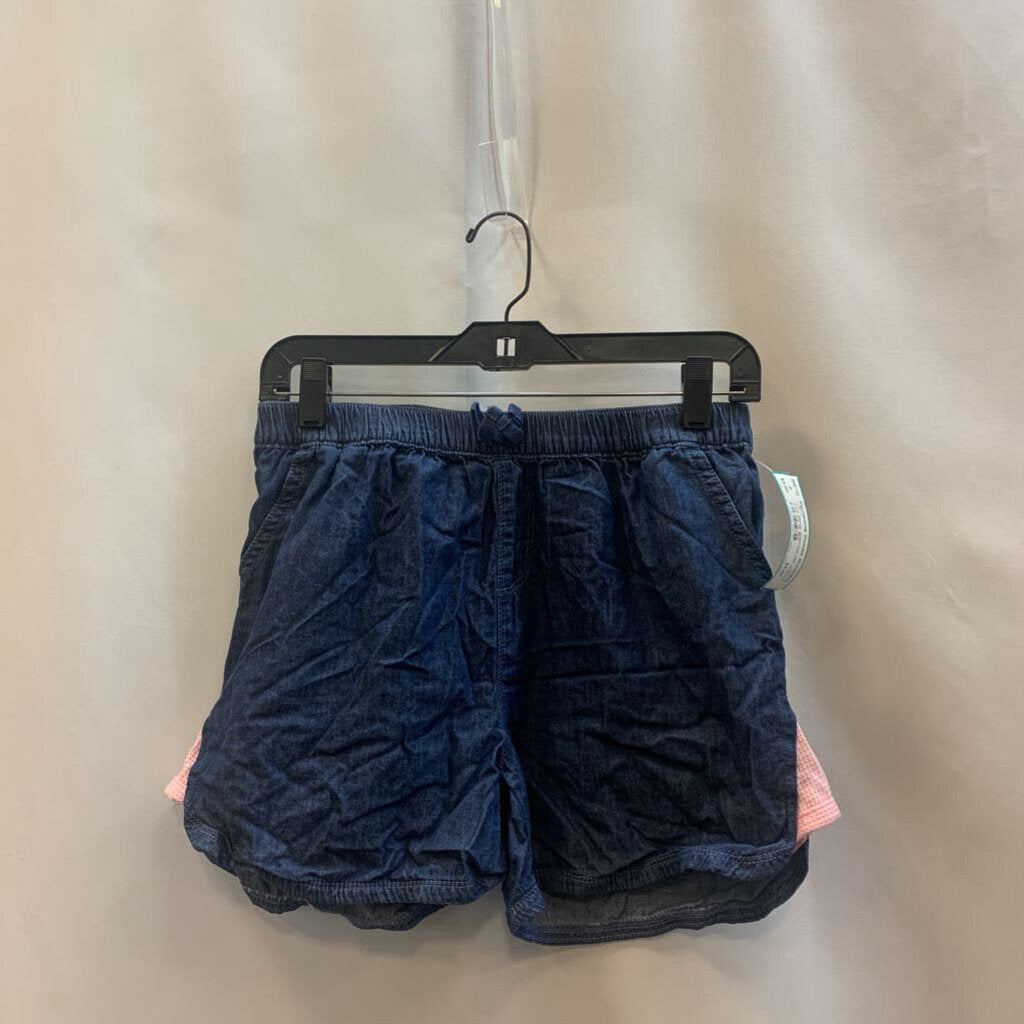 Shorts: denim look pink mesh side