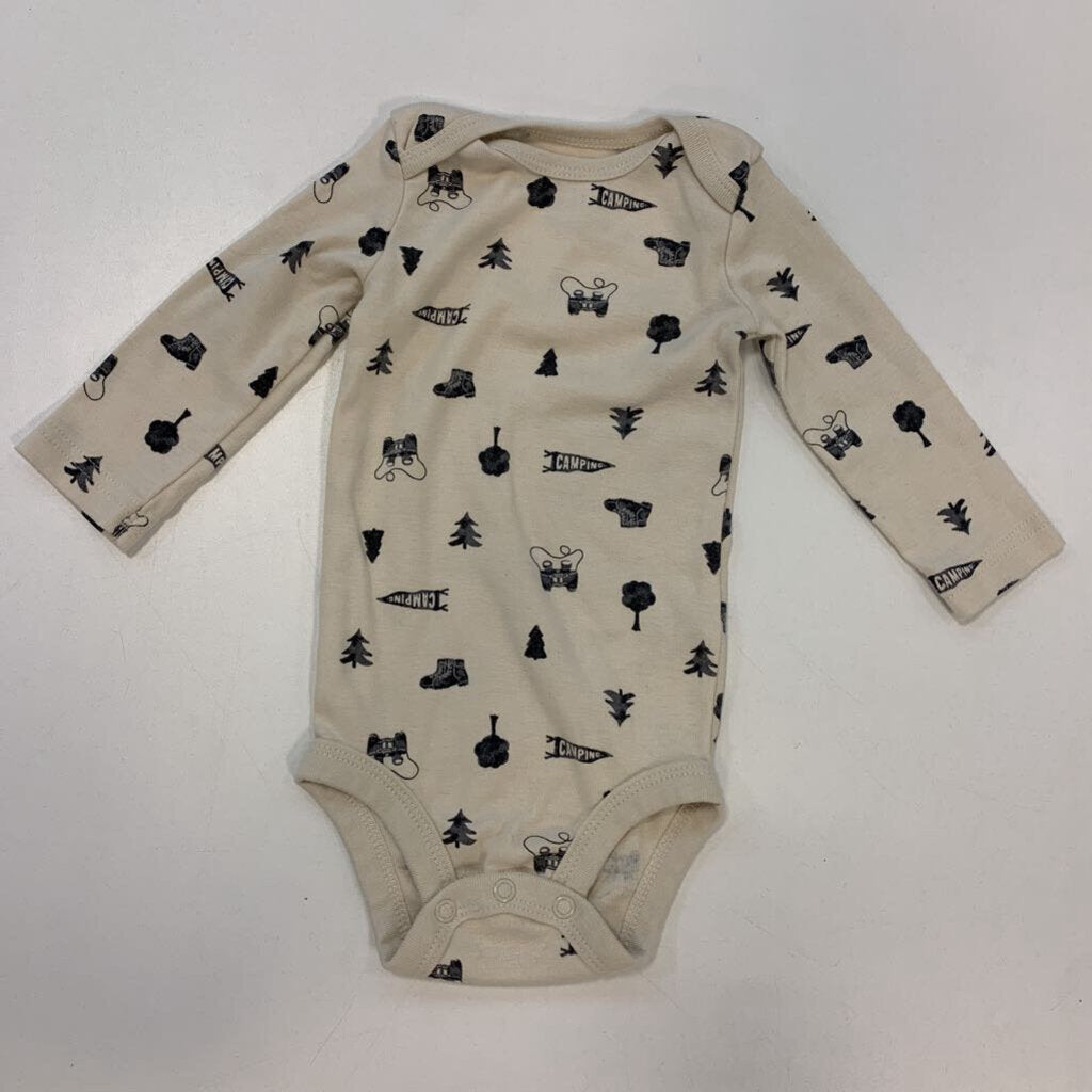 Onesie Long Sleeve Camping Print