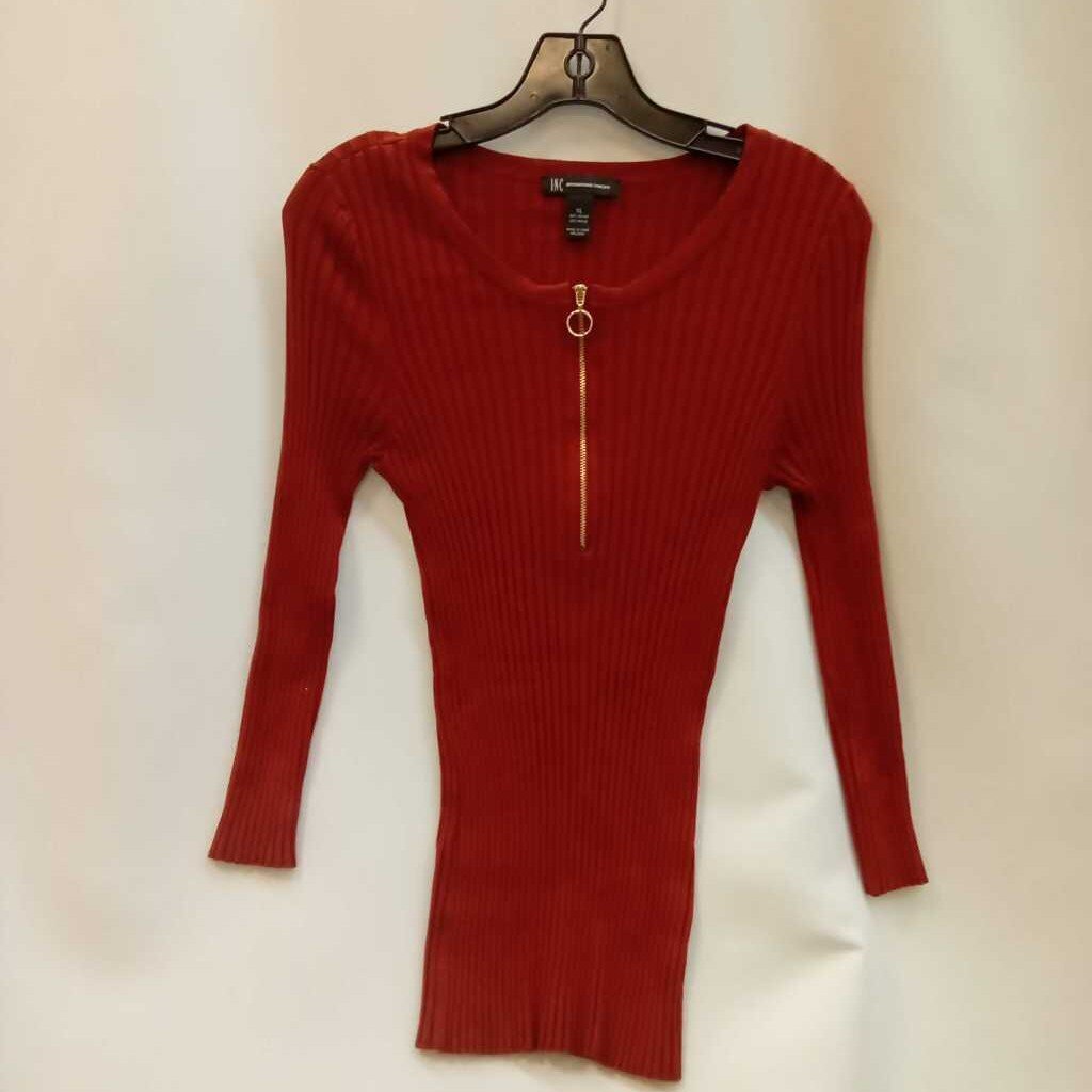 Sweater: Ribbed, 3/4 Gold Front Zipper