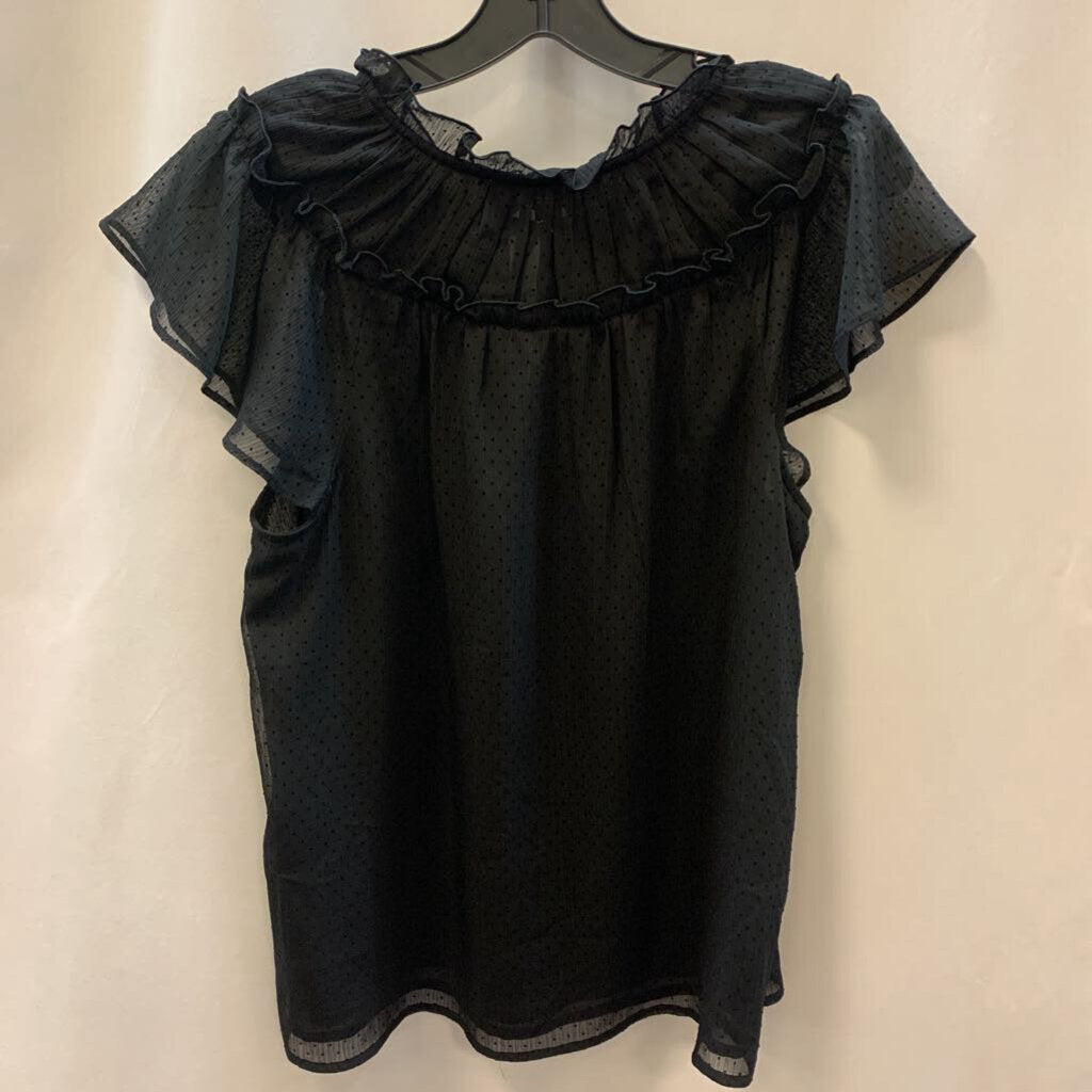 Shirt: Flutter Sleeve Sheer Polka Dot