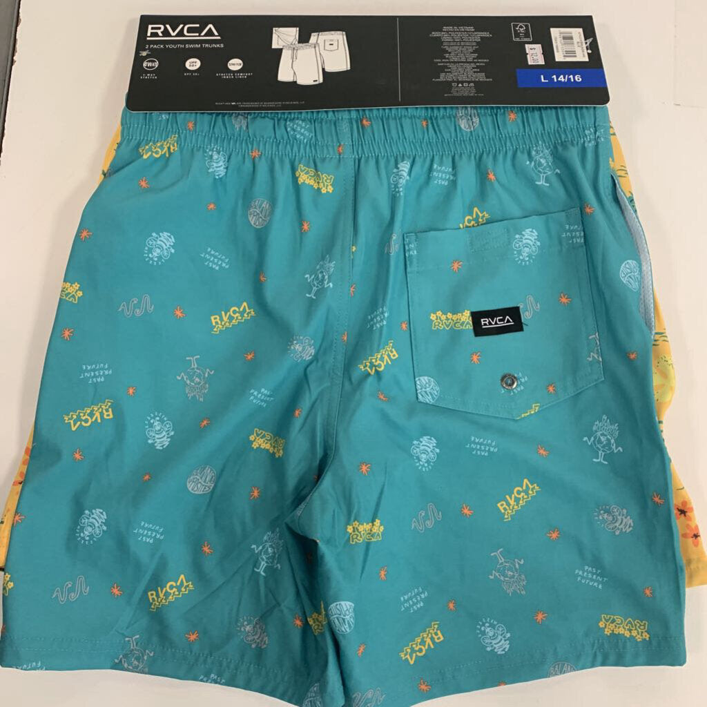 2-Pk Youth Swim Trunks Yellow/Blue