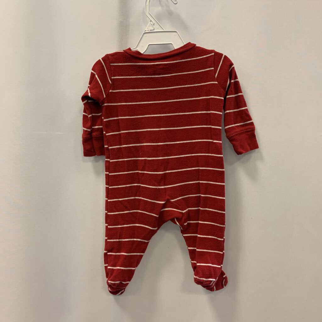 Sleeper: Footed Full Zip Striped Bear