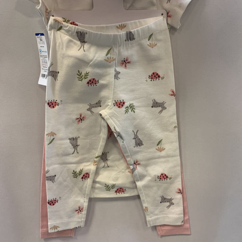 4 Pc Layette Set Bunny and Flowers
