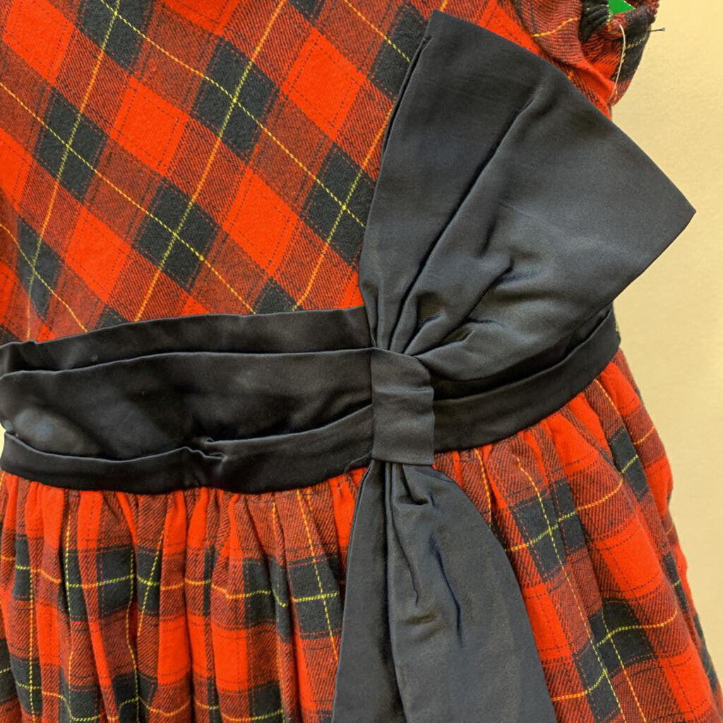 Dress: Plaid Cap Sleeve with Waist Sash