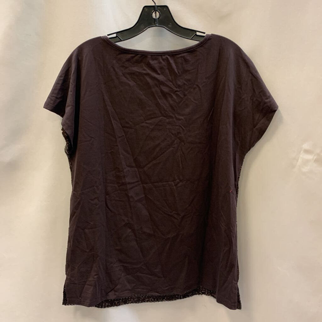 Shirt: Short Sleeve Sequin Scoop Neck
