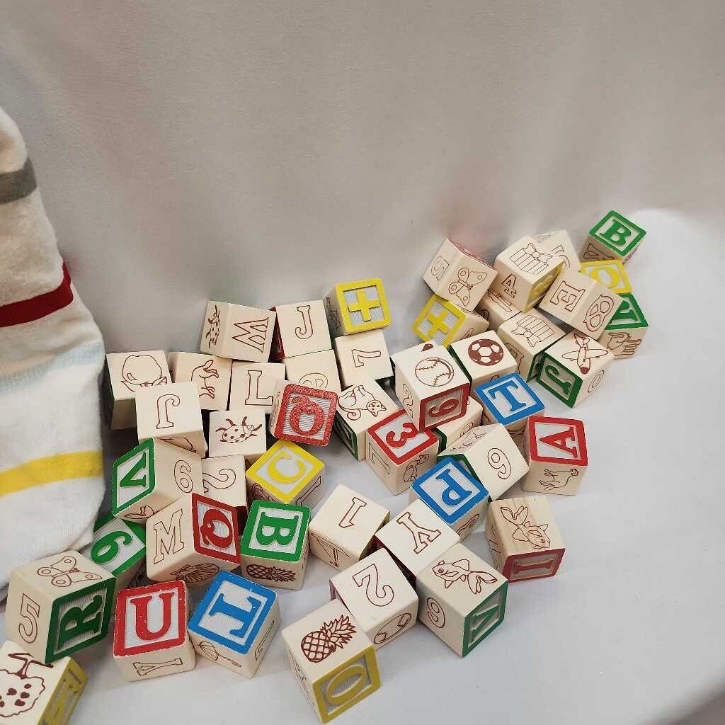 50pc 1in Wooden Alphabet/Number Blocks