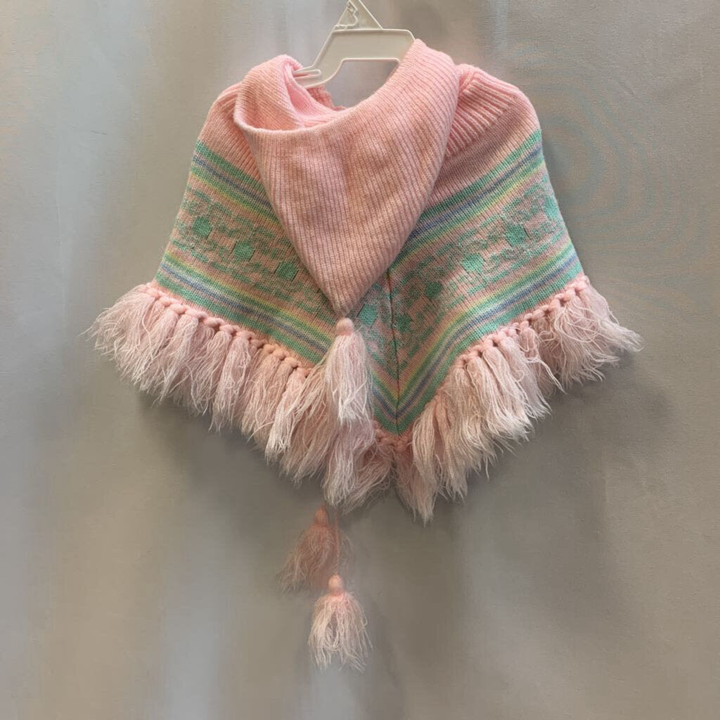 Shirt: Pastel Poncho Tassled Hood Sweater