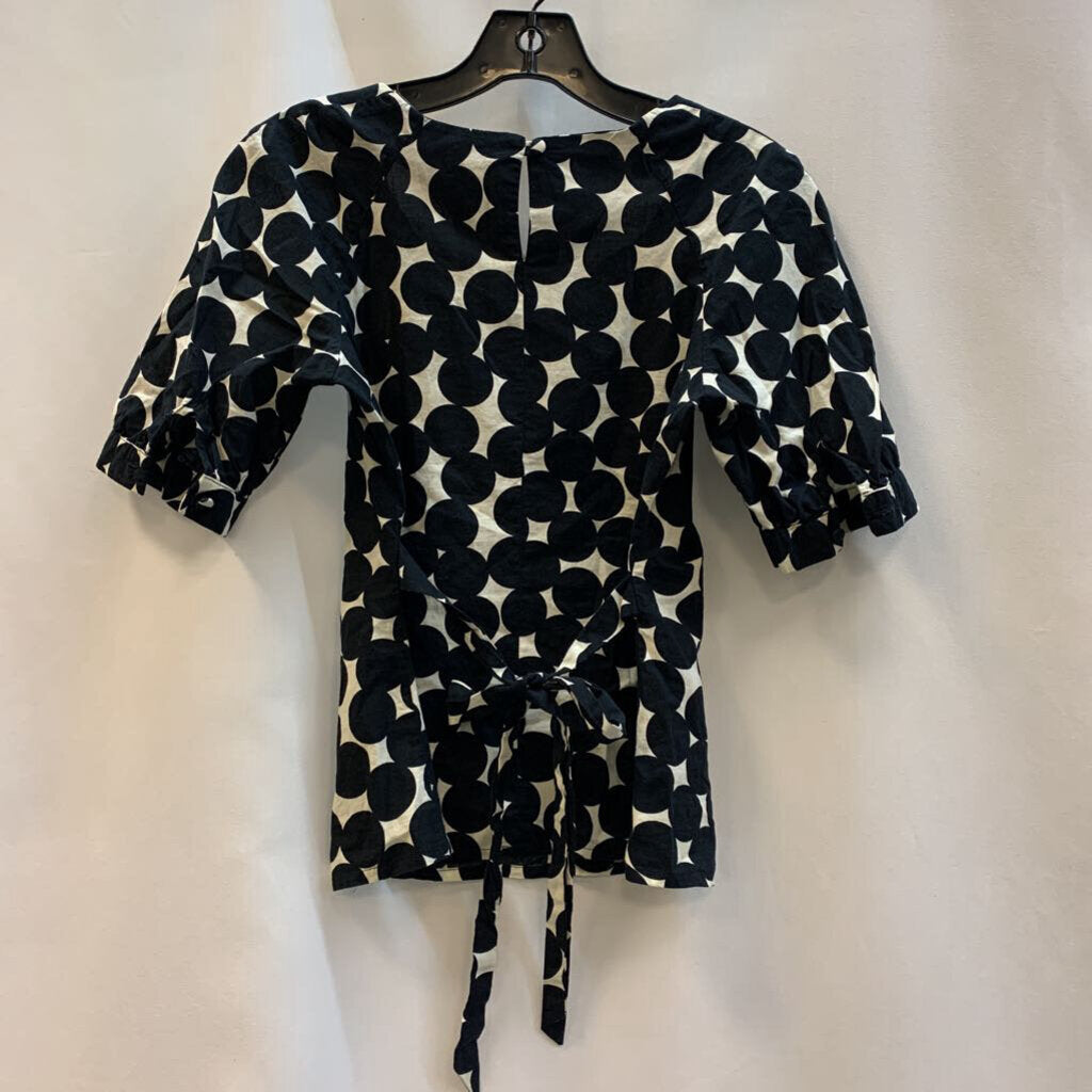 Shirt: Large Dot Quarter Sleeve Tie Back