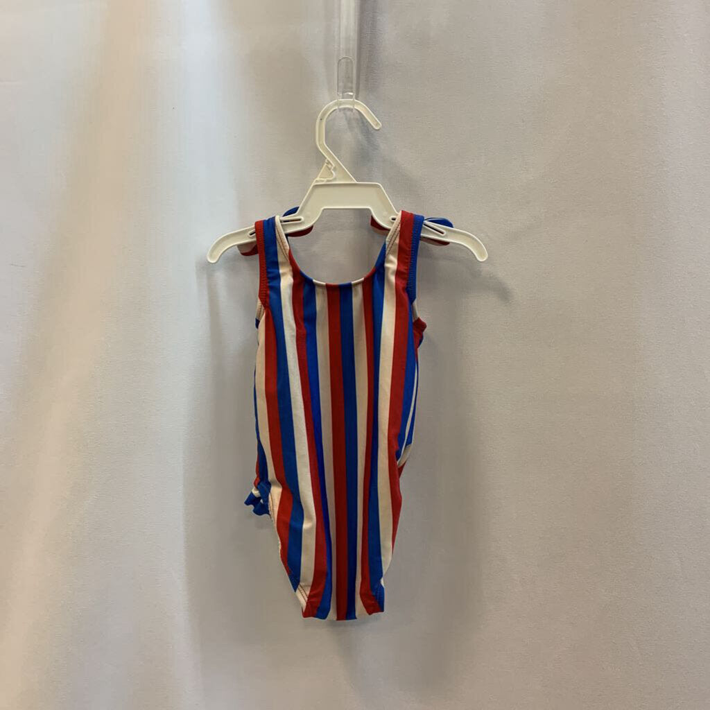 Swim Suit: Vertical Stripes with Shoulder Knot