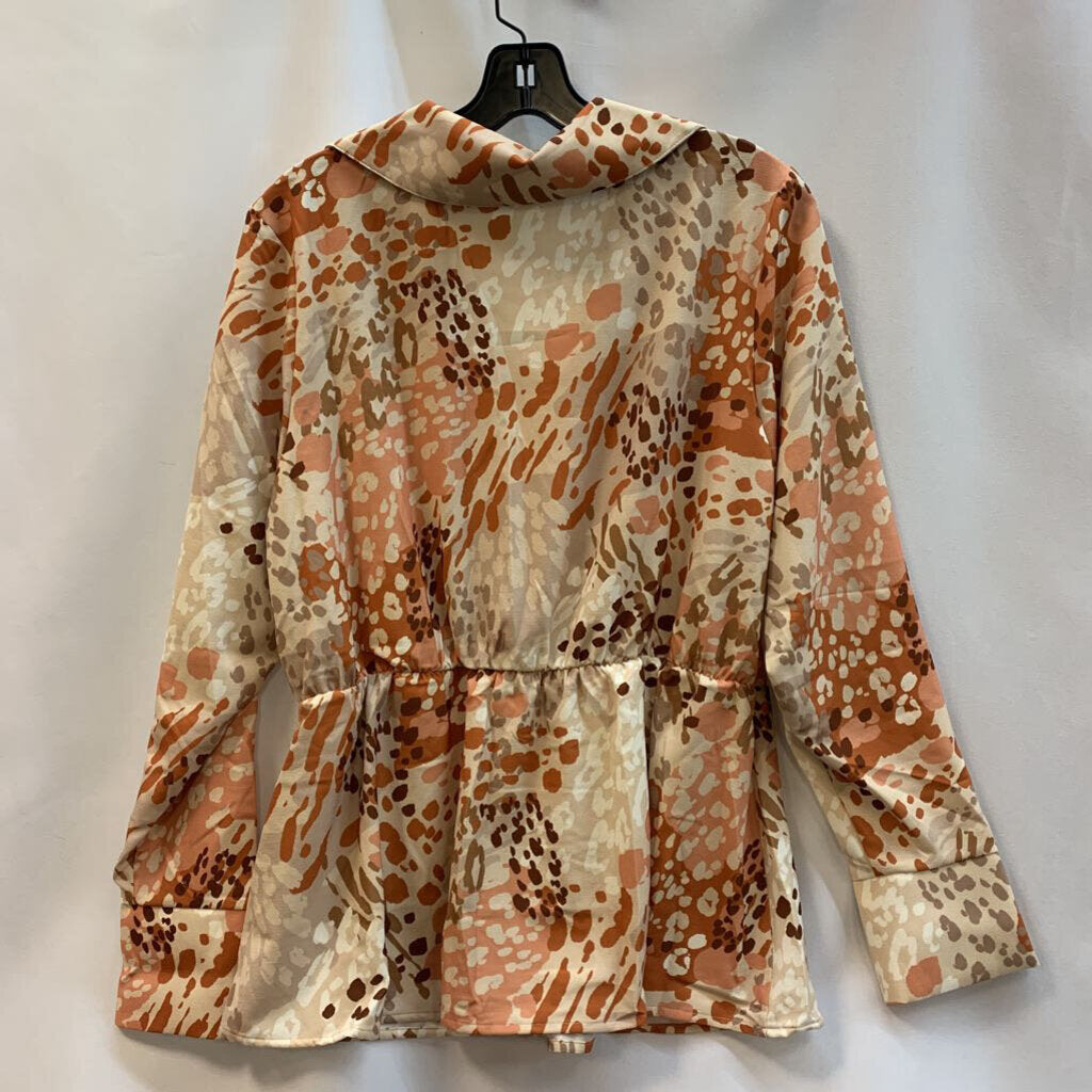 Shirt: Woven Animal Print Peplum