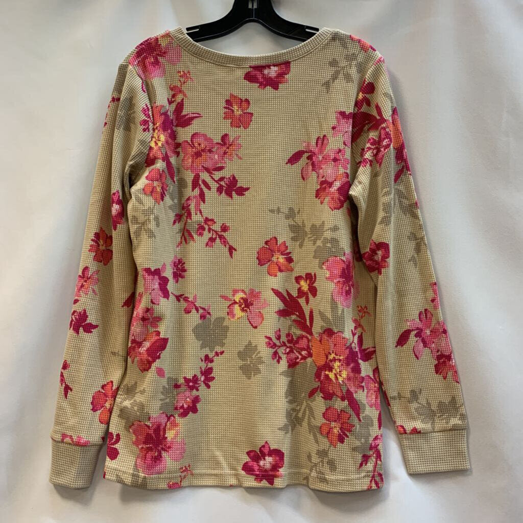 Shirt: Floral Waffle Knit Long Sleeve