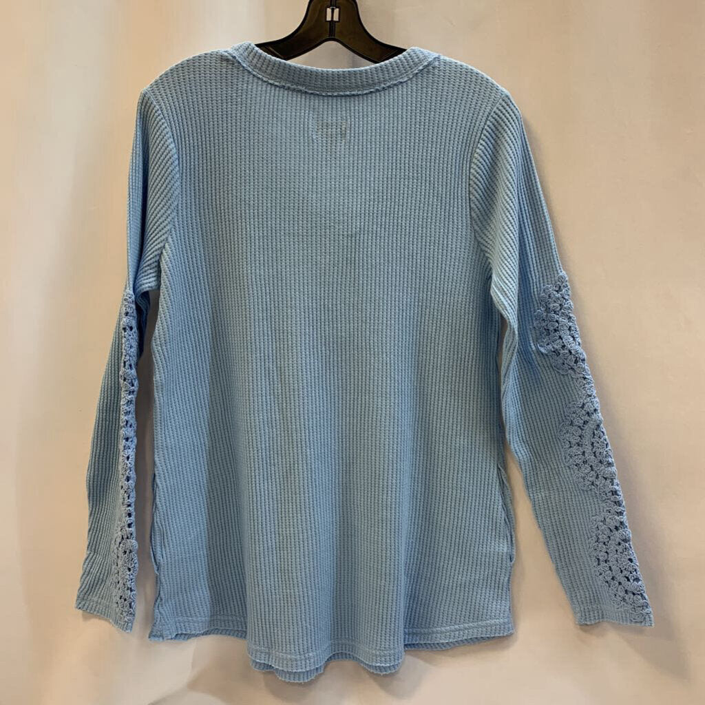 Shirt: Lace Sleeve Long Sleeve Waffle