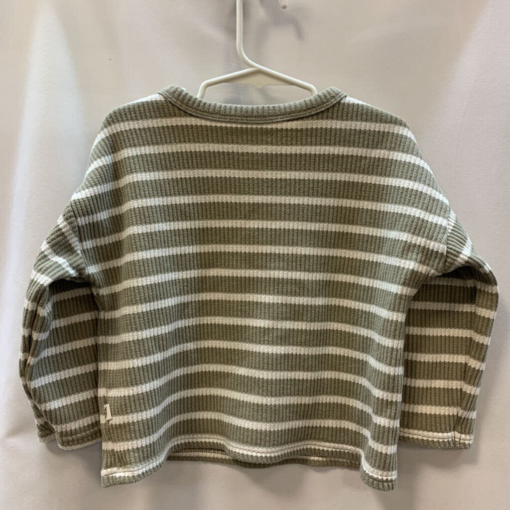 Shirt: Striped Quarter Sleeve Thermal Knit