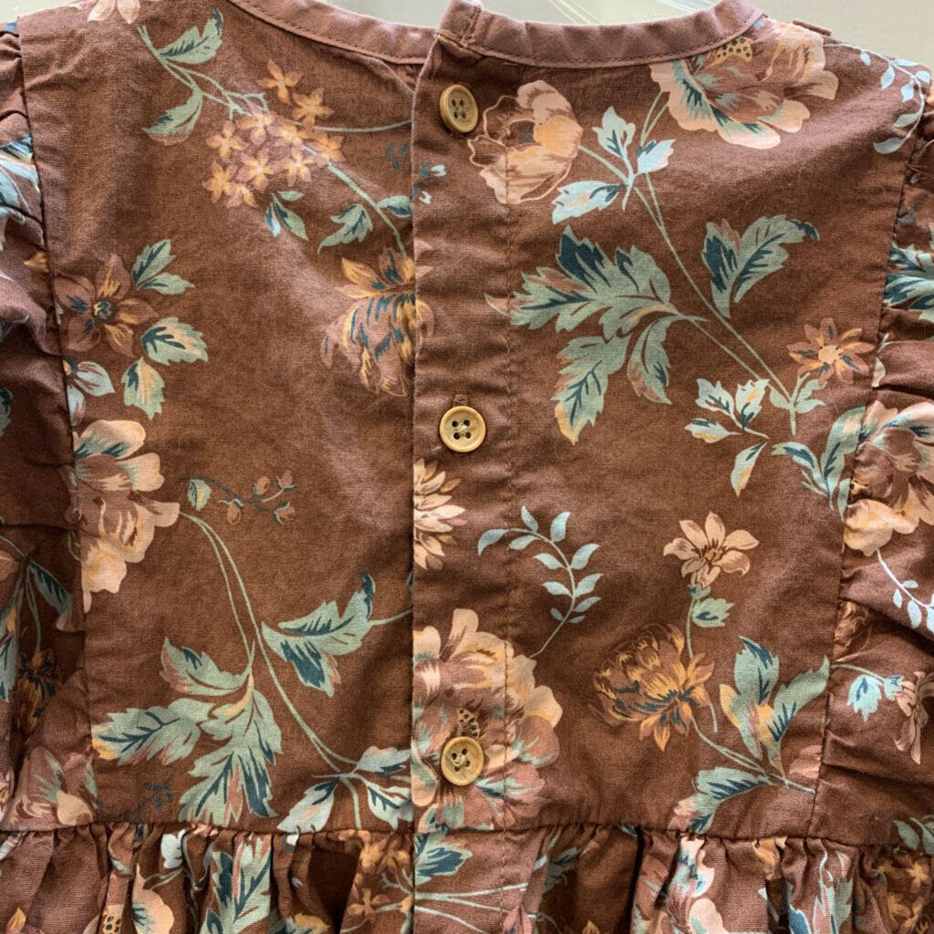 Dress: Quarter Sleeve Floral Square Neck