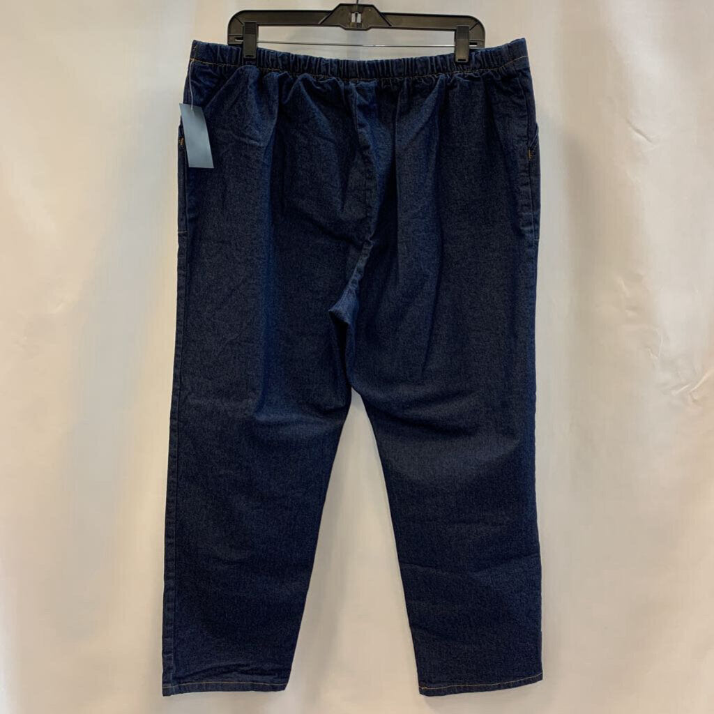 Pants: Dark Wash Flat Front Jeans