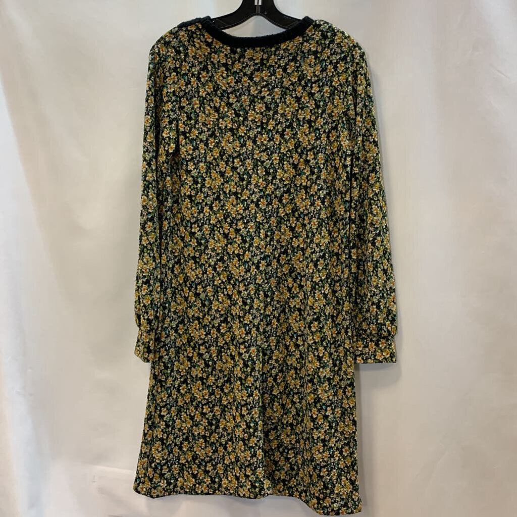 Dress: Floral Long Sleeve Knit Collar