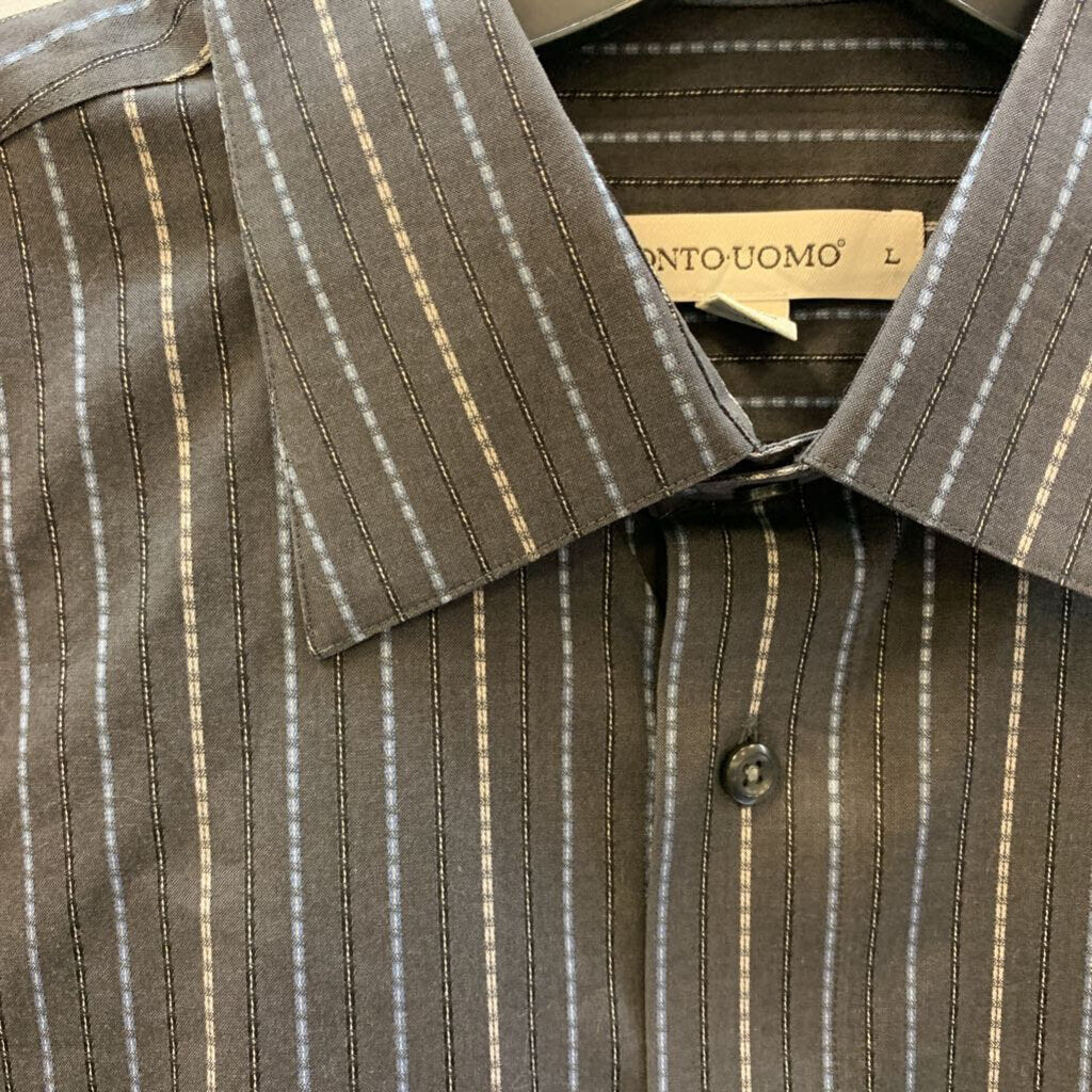 Long Sleeve Shirt: Button-Down Pin-Striped
