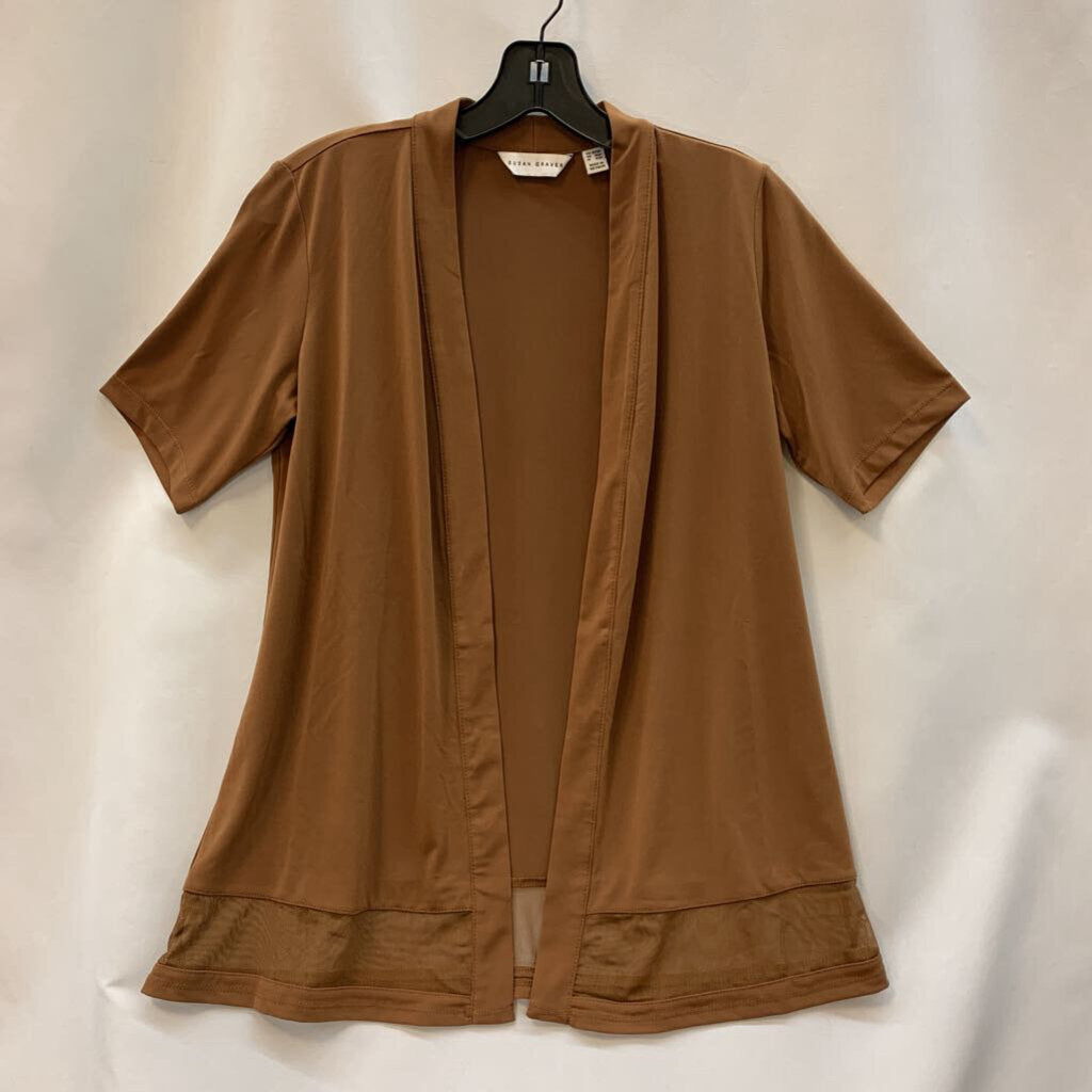 Cardigan: Short Sleeve Liquid Knit