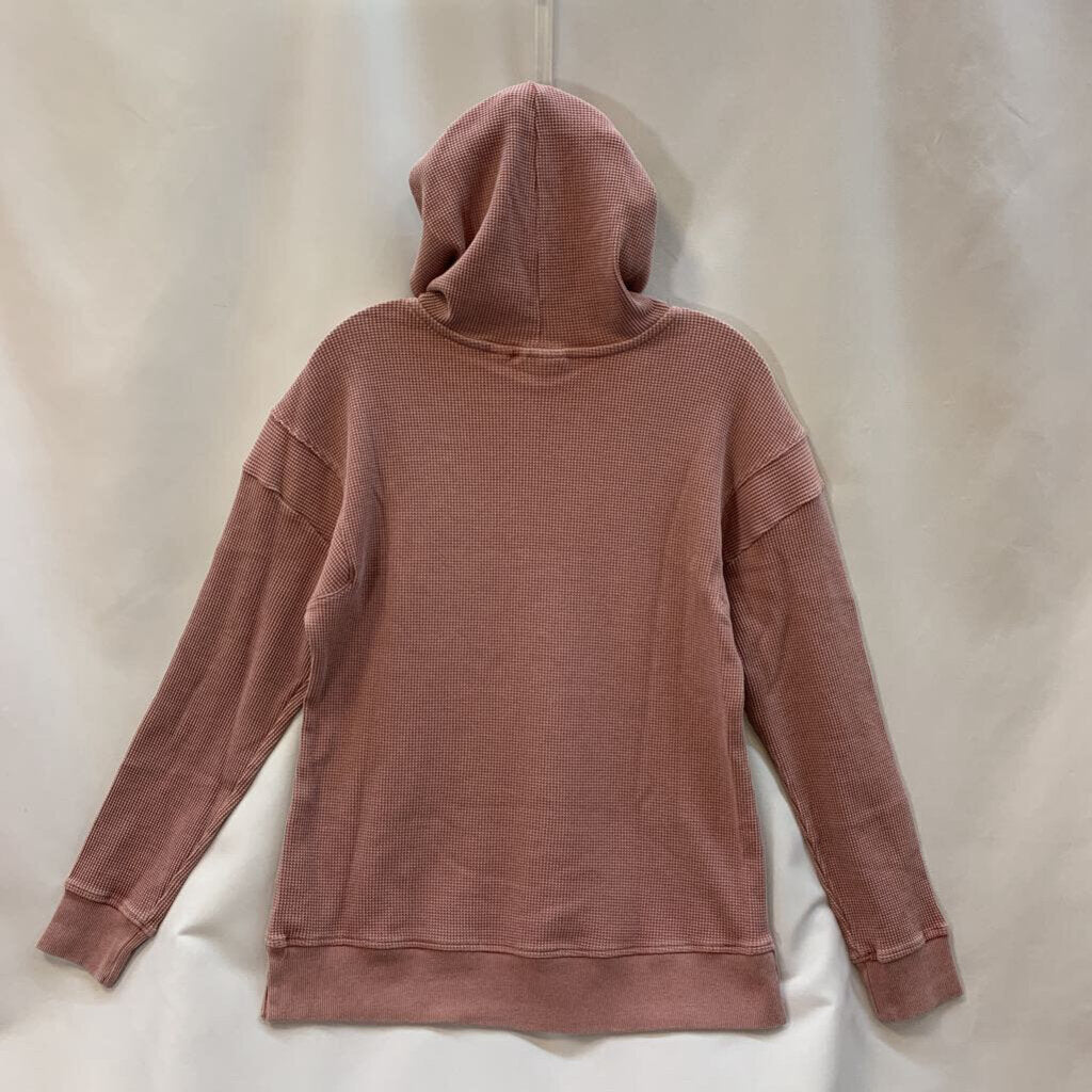 Shirt: Snow Waffle Knit Hooded Long Sleeve