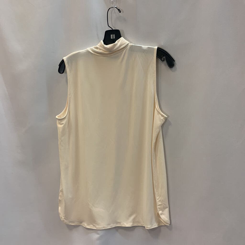 Shirt: Sleeveless Ruched Mock-Turtle Neck