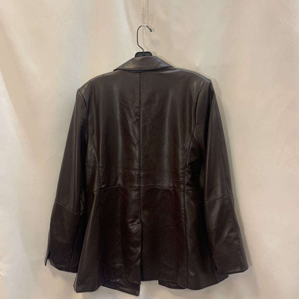 Jacket: Faux Leather Button