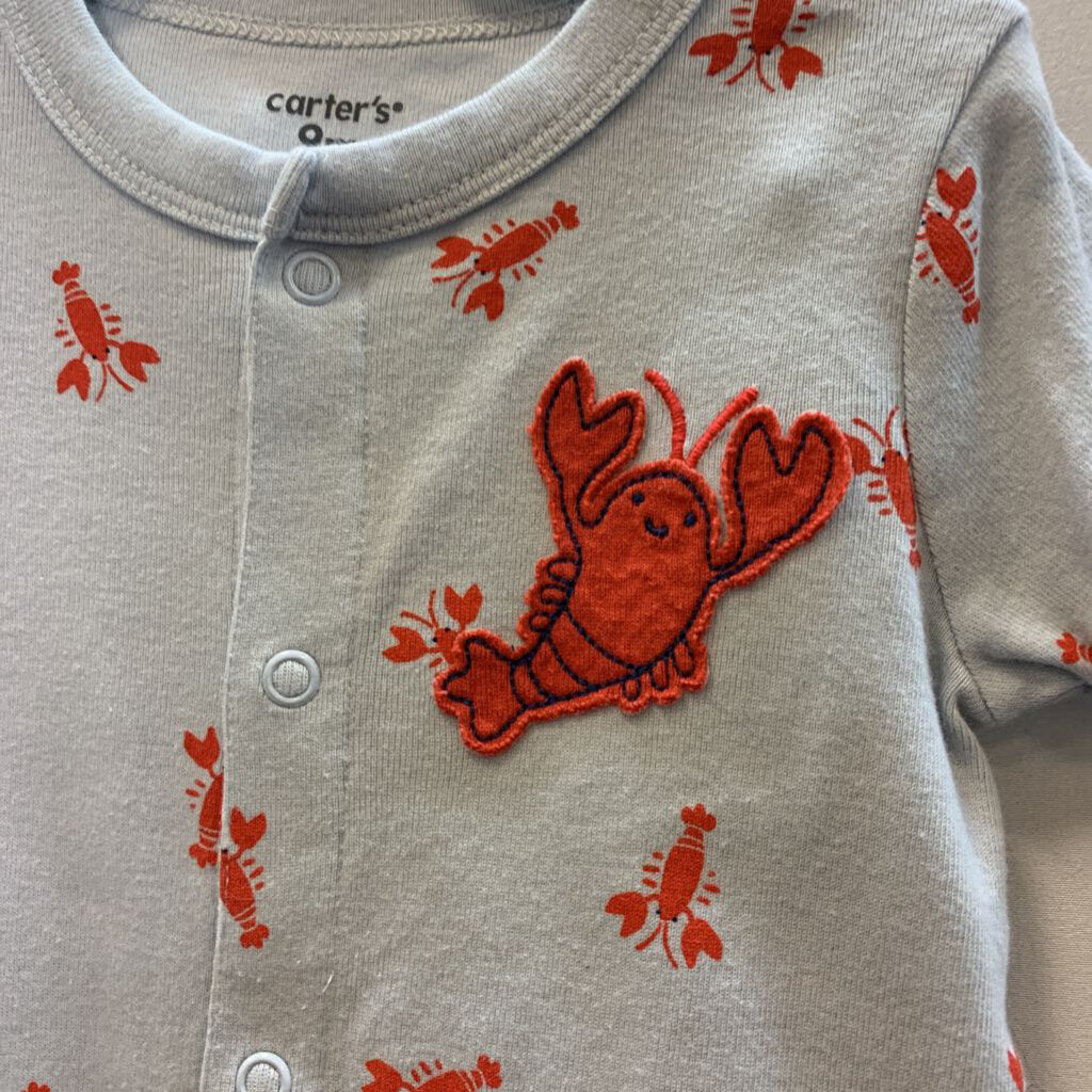 Romper: Lobster Short Sleeve with Snaps