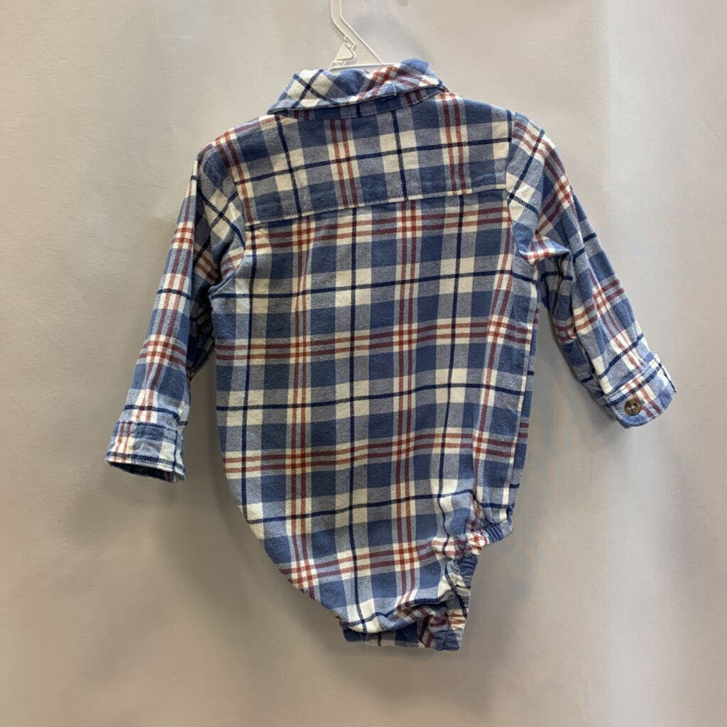 Onesie: Long Sleeve Collared Plaid