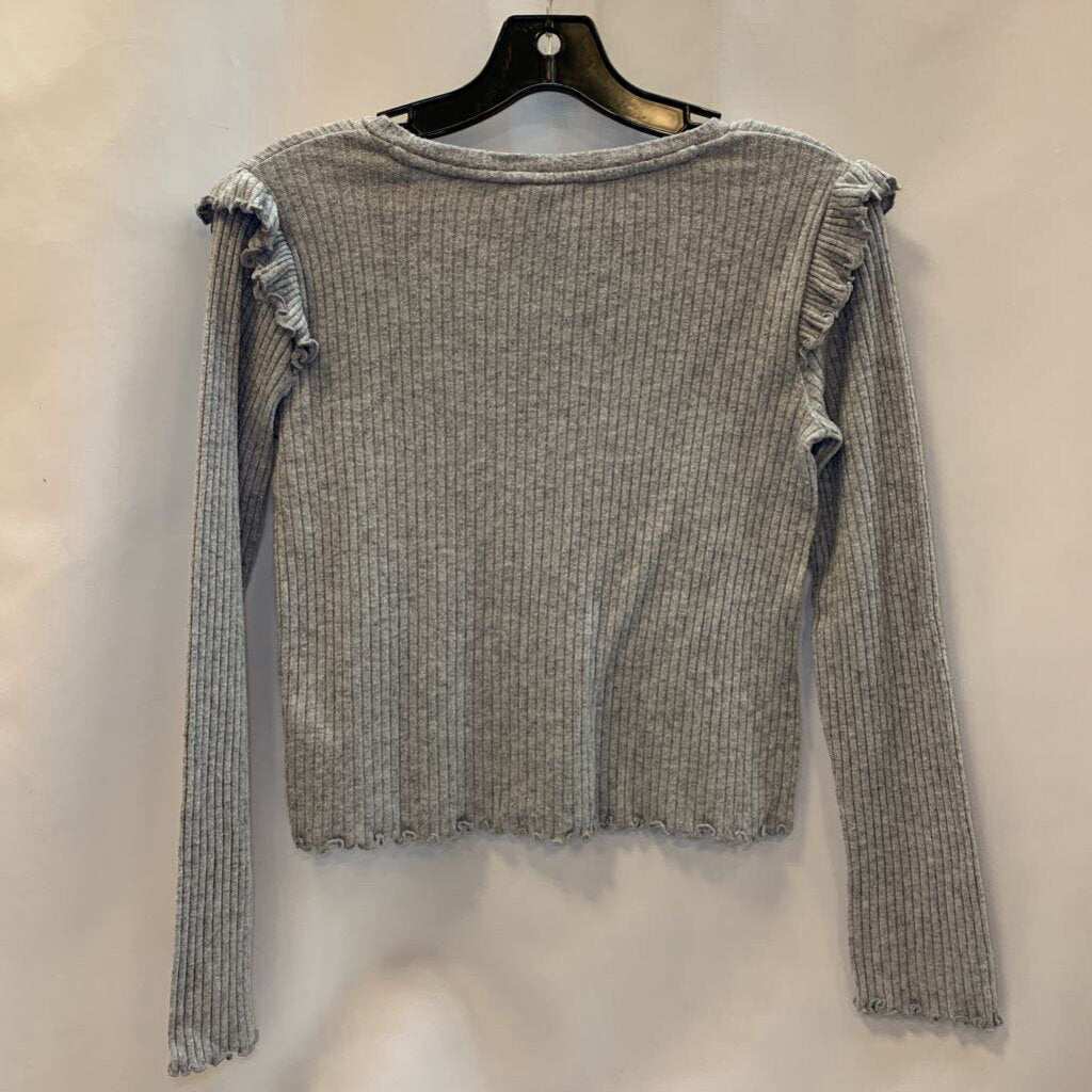 Shirt: Lurex Ruffle Shoulder Long Sleeve