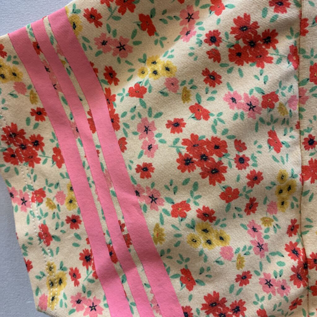 Shirt: Floral Pattern, Striped Sleeves NWT