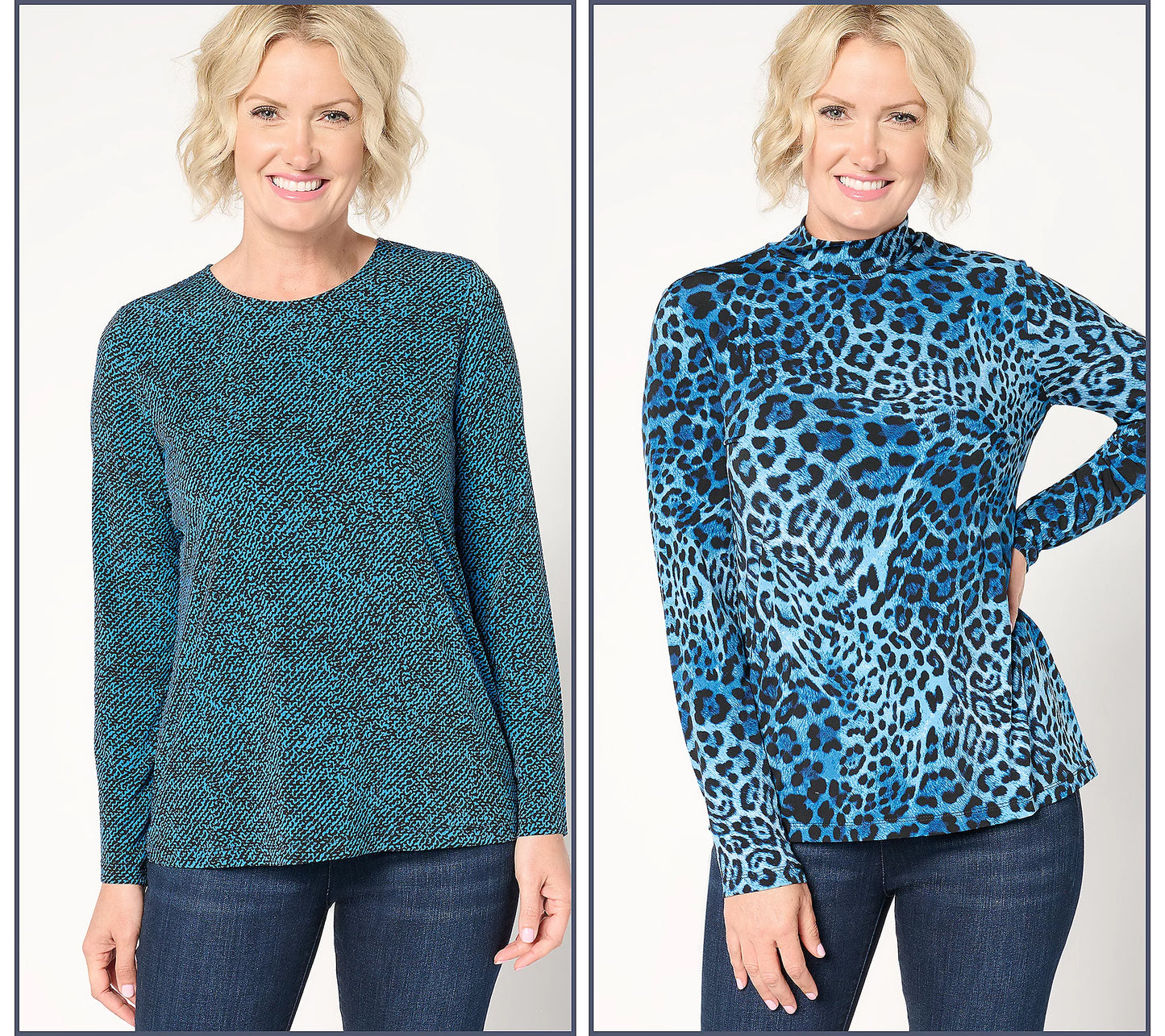 Printed Liquid Knit Long Sleeve Top
