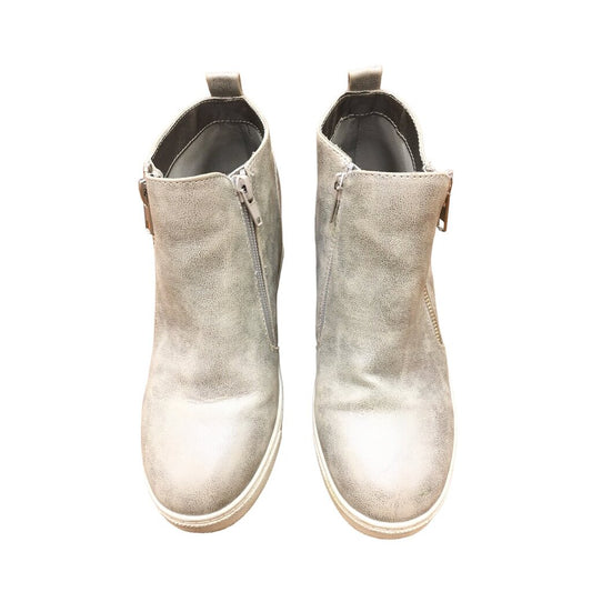 Shoes: Silver Wedge Zip-up Ankle