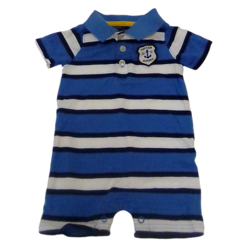 Romper: Blue/White Stripe