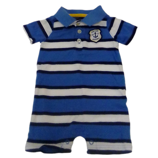 Romper: Blue/White Stripe