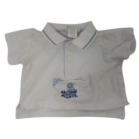 Polo Shirt: White & Blue