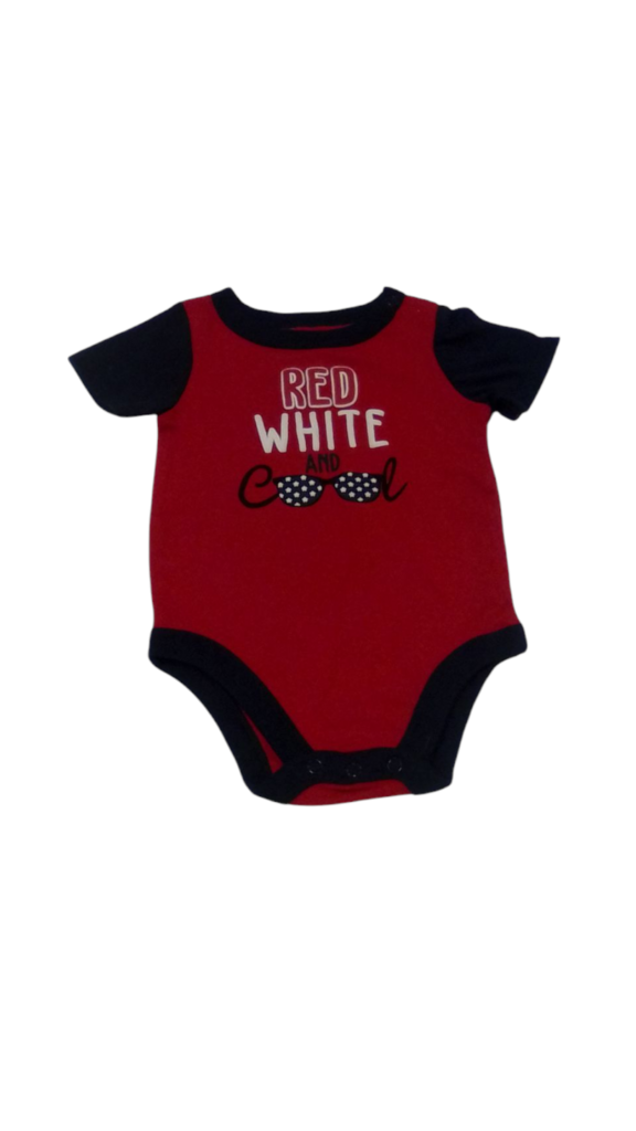 Onesie: Red, Boy, Size: 6m