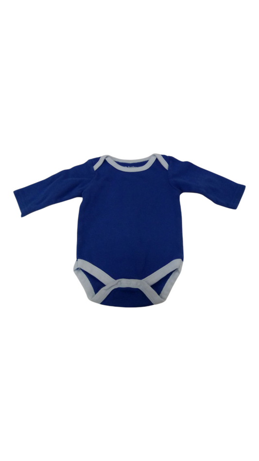 Long Sleeve Onesie: Blue, Boy, Size: 3/6m
