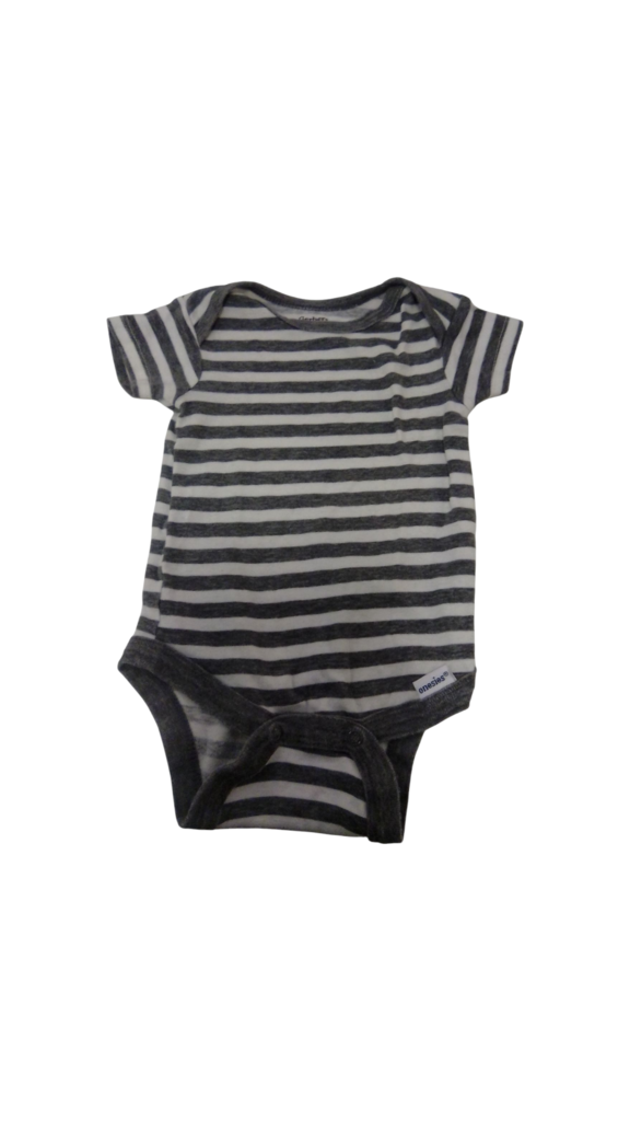 Onesie: White/Grey Stripe