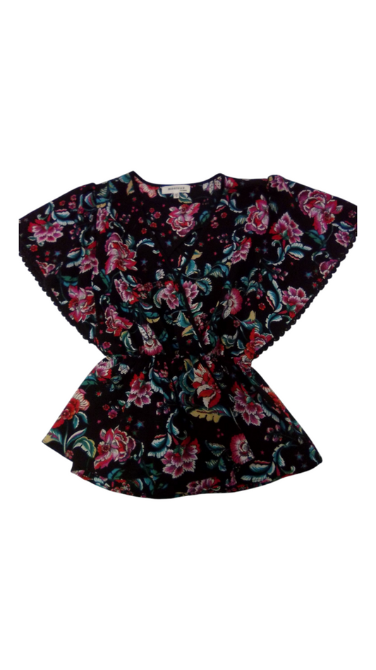 Shirt: Black/flowers