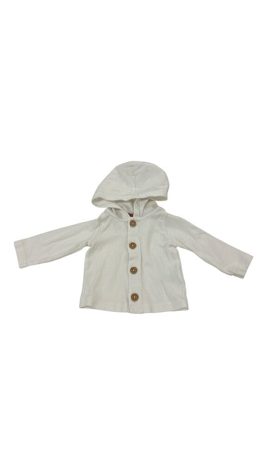 Sweater: White Hood Butto