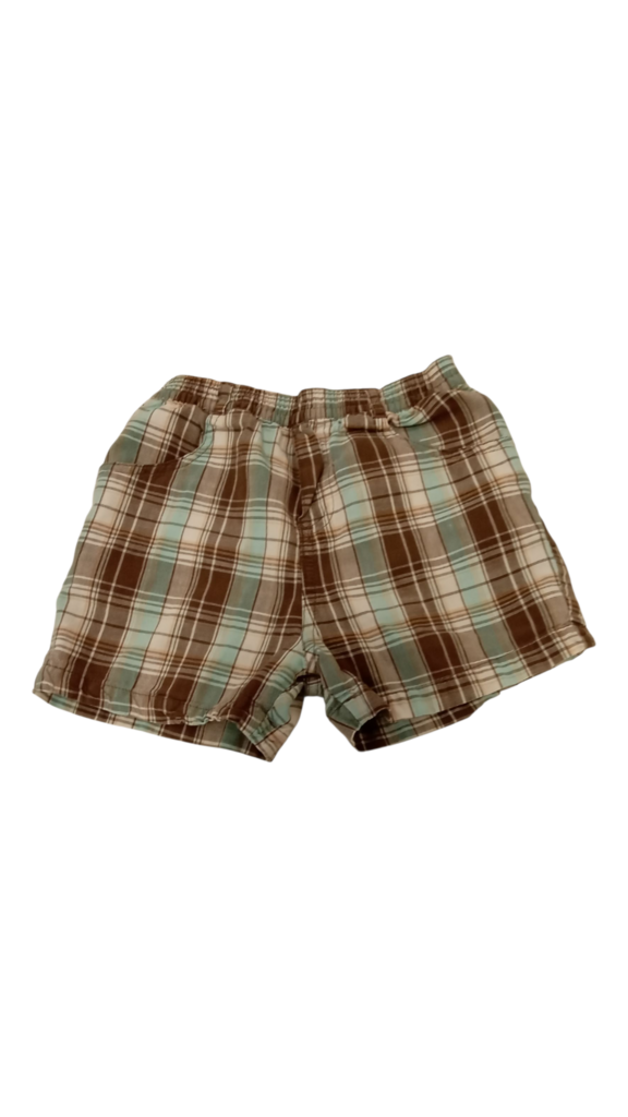 Shorts: Brown/blue Plaid