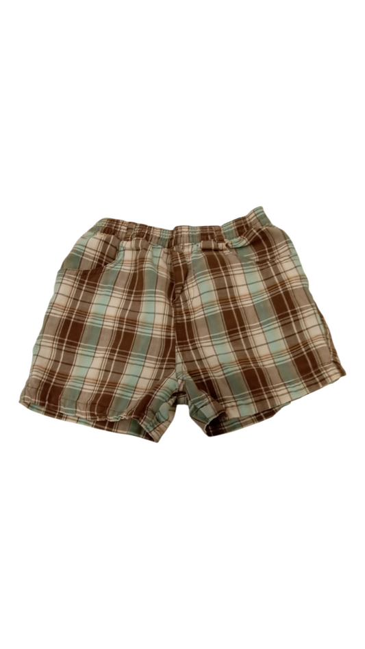 Shorts: Brown/blue Plaid