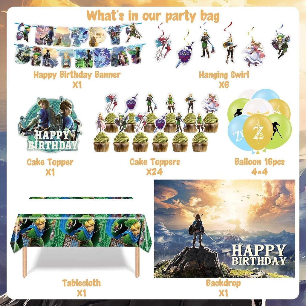 Legend of Zelda Birthday Decorations Party Kit