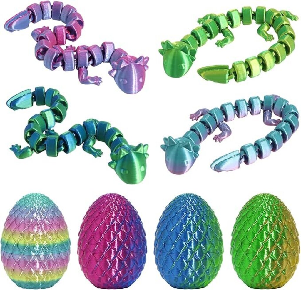 3D Printed Dragon Eggs Crystal Axolotls