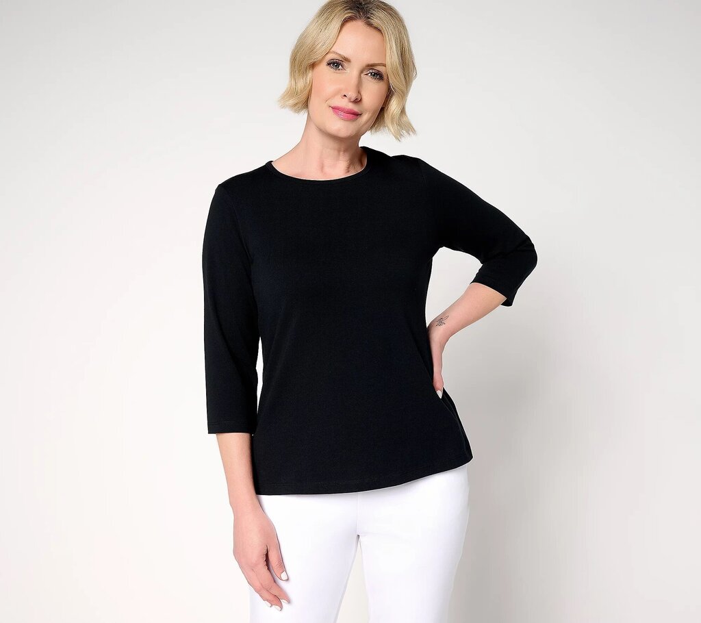 Shirt: Round-Neck 3/4-Sleeve NWOT