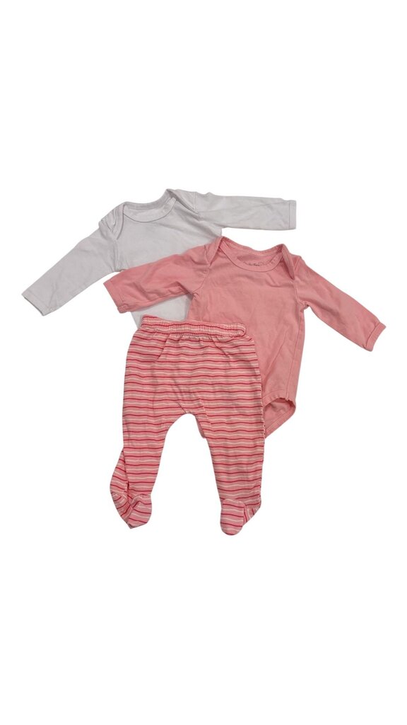 3pc set, 2 long sleeve onesies & footed pants