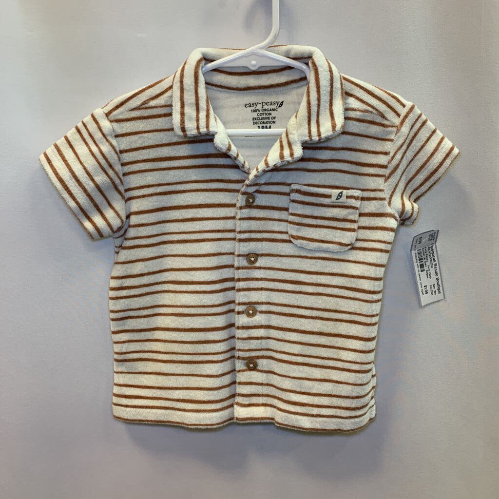 Terry Cloth Button Up Shirt - Stripes