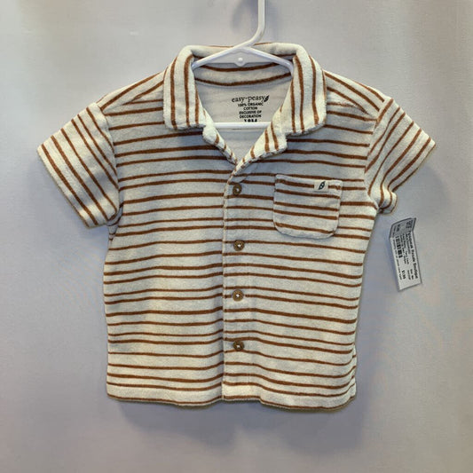 Terry Cloth Button Up Shirt - Stripes
