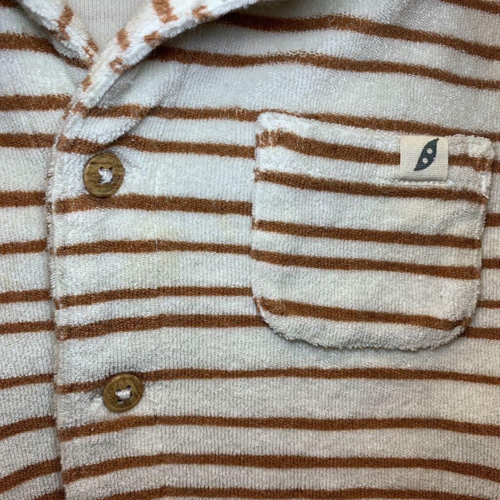 Terry Cloth Button Up Shirt - Stripes